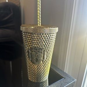 New Starbucks gold studded studs grande cup with straw